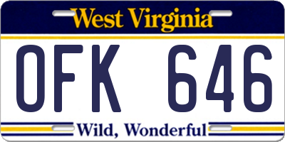 WV license plate OFK646