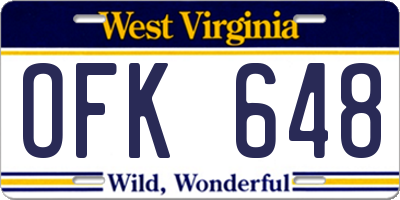 WV license plate OFK648