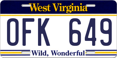 WV license plate OFK649