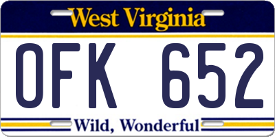 WV license plate OFK652