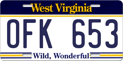 WV license plate OFK653