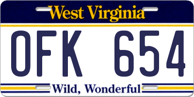 WV license plate OFK654
