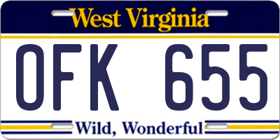 WV license plate OFK655