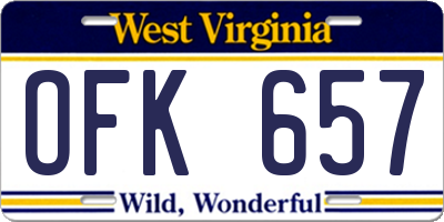 WV license plate OFK657