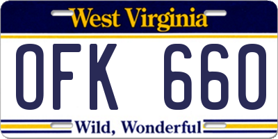 WV license plate OFK660