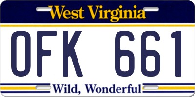 WV license plate OFK661