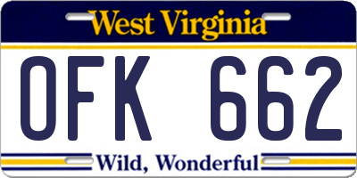 WV license plate OFK662