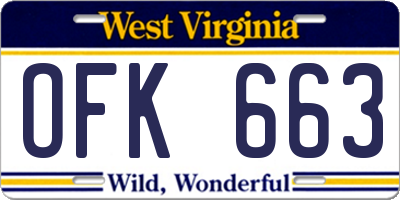 WV license plate OFK663