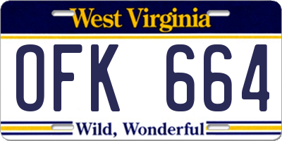 WV license plate OFK664