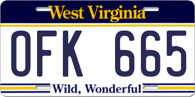 WV license plate OFK665
