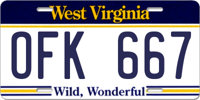 WV license plate OFK667