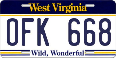 WV license plate OFK668