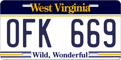 WV license plate OFK669