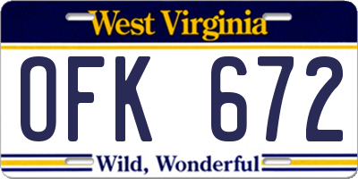 WV license plate OFK672