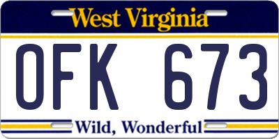 WV license plate OFK673
