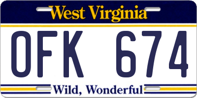 WV license plate OFK674