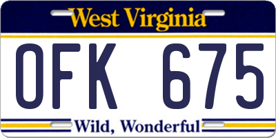 WV license plate OFK675