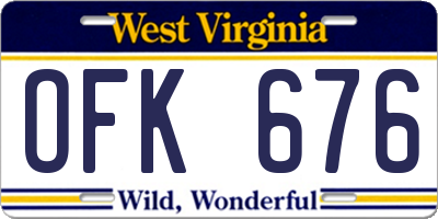 WV license plate OFK676