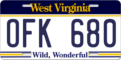 WV license plate OFK680