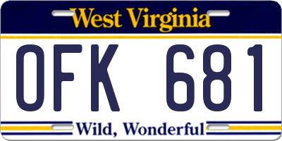 WV license plate OFK681