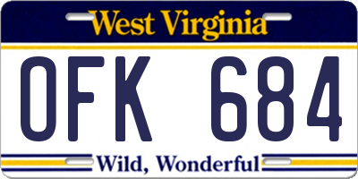WV license plate OFK684
