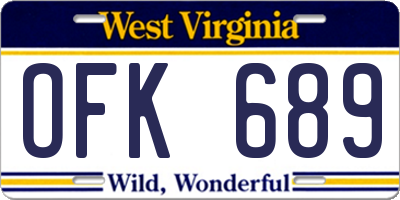 WV license plate OFK689