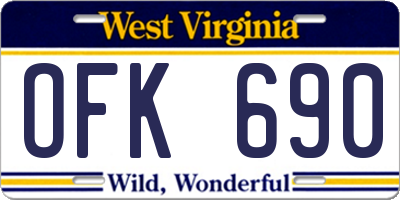 WV license plate OFK690