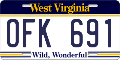 WV license plate OFK691