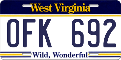 WV license plate OFK692