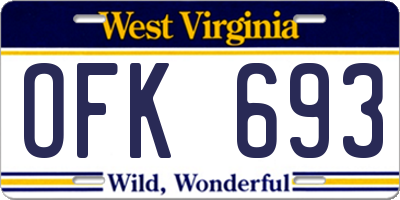 WV license plate OFK693