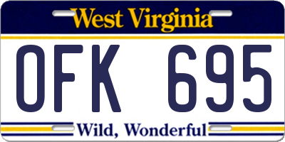 WV license plate OFK695