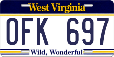 WV license plate OFK697