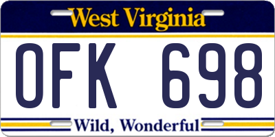 WV license plate OFK698
