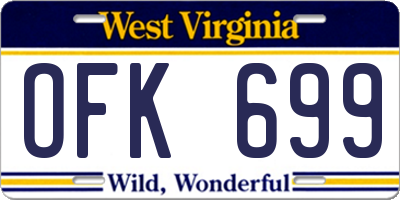 WV license plate OFK699