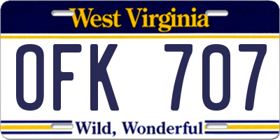 WV license plate OFK707