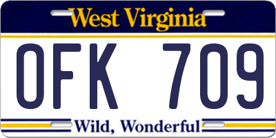 WV license plate OFK709