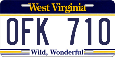 WV license plate OFK710