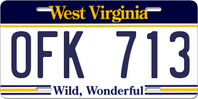 WV license plate OFK713