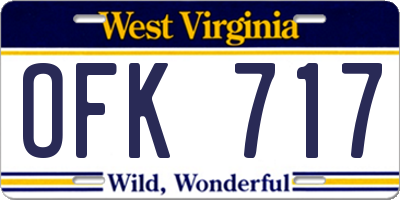 WV license plate OFK717