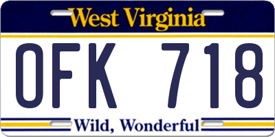 WV license plate OFK718
