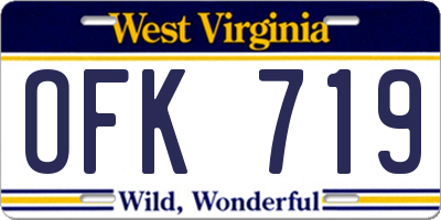 WV license plate OFK719