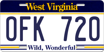WV license plate OFK720