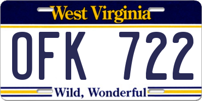 WV license plate OFK722