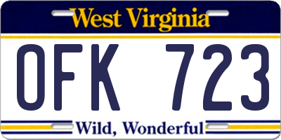 WV license plate OFK723