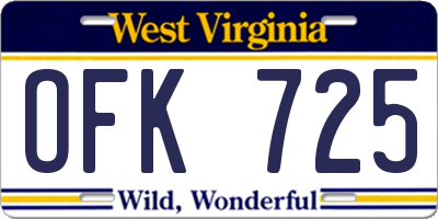 WV license plate OFK725
