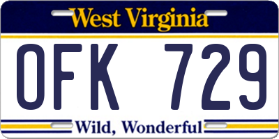 WV license plate OFK729