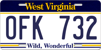 WV license plate OFK732