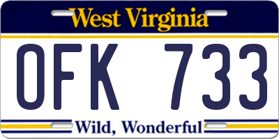 WV license plate OFK733