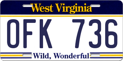 WV license plate OFK736