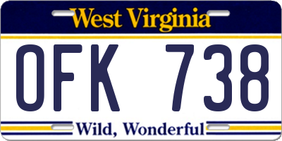 WV license plate OFK738
